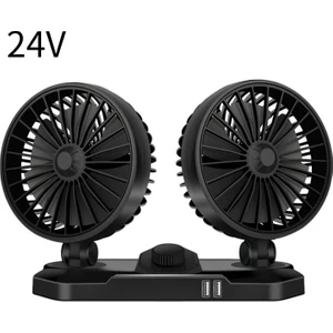 24V Soğuk Fan USB Üfleyici Çift Kafa Fanı Düşük Gürültülü Araba Fanı Aksesuarları Cep Telefonu Şarjı Için Kullanılabilir (Yurt Dışından)