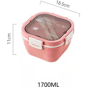 Suzhou Xiang 1700 ml Sızdırmaz, 4 Bölmeli Bento Tarzı Öğle Yemeği Kutusu Ankastre Gereç Seti, Pembe (Yurt Dışından)