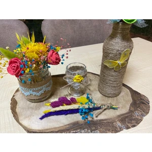 Eloza Floral Art Kuru Çiçeklerle Vejüt Iple Tasarlanmış Masa Arajmanı