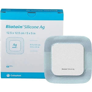 Coloplast (5ADET) 39638 Biatain Silicone Ag Gümüş'lü Yapışkanlı Silikon Köpüklü Yara Örtüsü 12,5CMX12,5CM