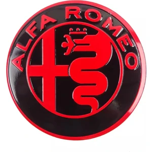 Ik Tuning Alfa Romeo Ön Arka Logo Stıcker 74 mm 2 Adet (Kırmızı-Siyah)