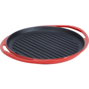 Döküm Yuvarlak Izgara Tava, Metal Kulplu. Kırmızı Renk. ÇAP(Ø)28CM.