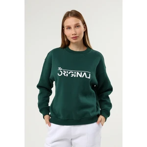 Yeşil Baskılı Şardonlu Sweatshirt