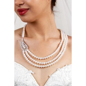 BIRINCI1926 925 Ayar Gümüş Kadın Gümüş Ara Parçalı Inci Kolye