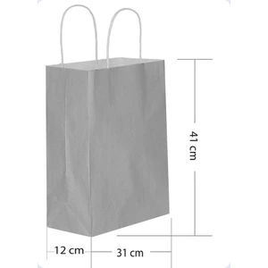 Tatlı Günler 5 Li  Büyük Boy 31X41 cm Büküm Saplı Kağıt / Karton Çanta-Poşet Gri