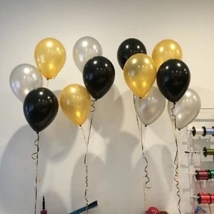 Tatlı Günler Partiniseç 30 Adet Metalik Sedefli (Gold-Gümüş-Siyah) Karışık Balon Helyumla Uçan