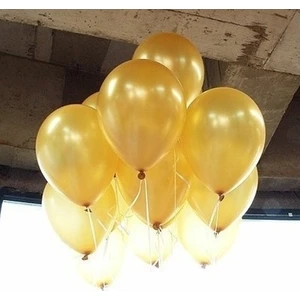 Tatlı Günler Parti Dolabı 20 Adet Metalik Sedefli Altın Dore Balon Doğum Günü Helyumla Uçan