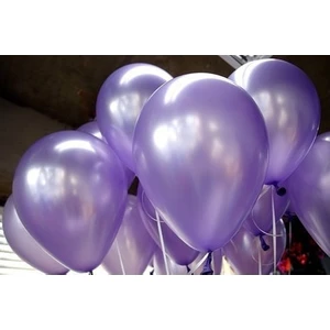 Tatlı Günler Parti Dolabı 20 Adet Metalik Sedefli Mor Lila Balon Doğum Günü Helyumla Uçan