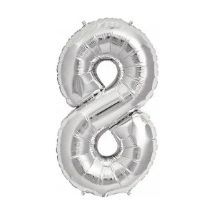 Tatlı Günler Miray Süs Folyo Balon Rakam 8 Gümüş 16 INC(40CM) 1 Adet