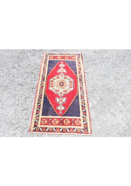 Eskitme Halı, Türk Halısı, Halı, 52X102 cm Kırmızı Halı, Dekoratif Duvar Asma Halı, 3480