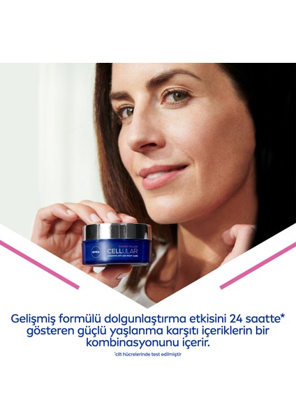 NIVEA Cellular Expert  Filler Yoğun  Gece Yüz Bakım Kremi 50ml;Hyaluronik Asit ve Folik Asit