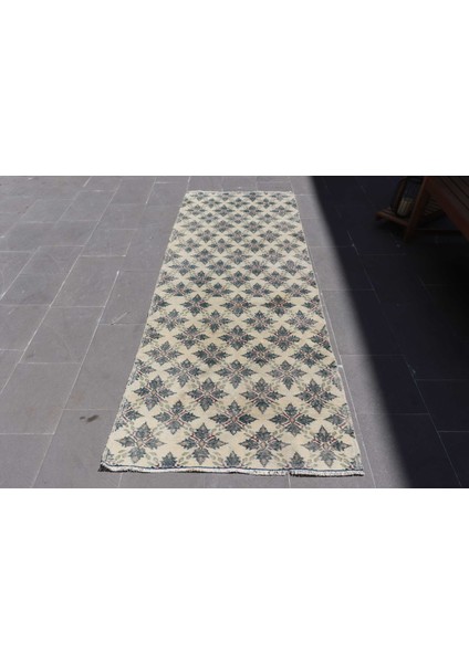 Türk Halısı, Eskitme Halı, Halı, 92X244 cm Bej Halı, Yün Mutfak Halı, Organik Koridor Halı, 7149