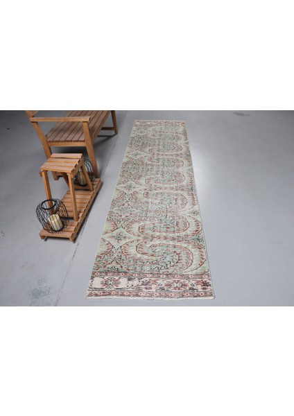 Türk Halısı, Eskitme Halı, Halı, 80X296 cm Yeşil Halı, Kabilesı Merdiven Halı, Mutfak Halı, 8862