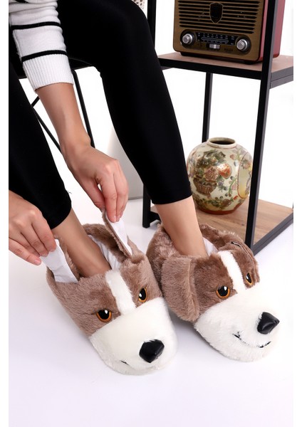 Hayvanlı H10 Köpekli Kışlık Kadın Erkek Çocuk Panduf Ev Içi Sessiz Taban Panduf modelleri