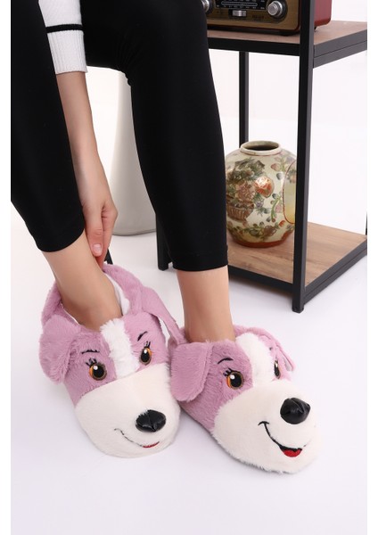 Hayvanlı H10 Köpekli Kışlık Kadın Erkek Çocuk Panduf Ev Içi Sessiz Taban Panduf fırsatları