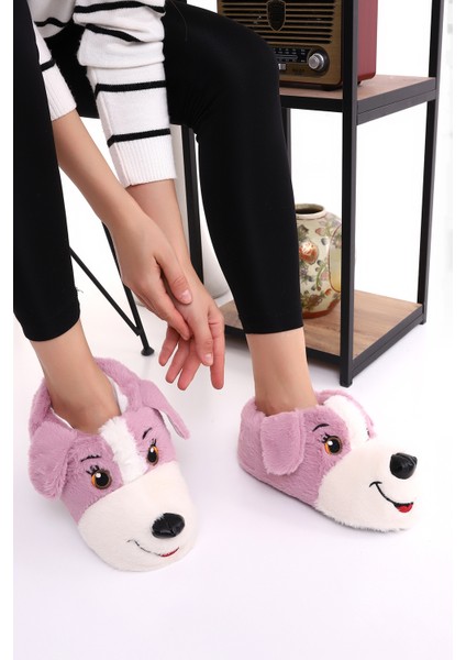 Hayvanlı H10 Köpekli Kışlık Kadın Erkek Çocuk Panduf Ev Içi Sessiz Taban Panduf indirimleri