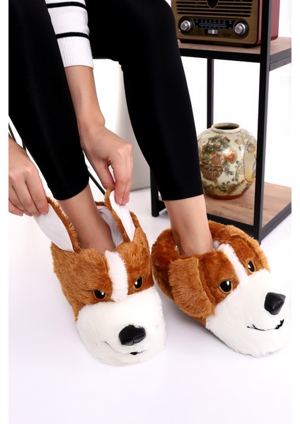 Hayvanlı H10 Köpekli Kışlık Kadın Erkek Çocuk Panduf Ev Içi Sessiz Taban Panduf modelleri