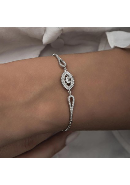 Rodyum Kaplama Elips Model 925 Gümüş Kadın Bileklik fiyatları