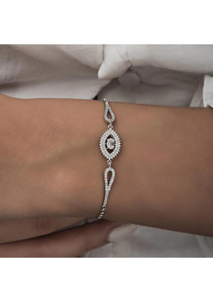 Rodyum Kaplama Elips Model 925 Gümüş Kadın Bileklik modelleri
