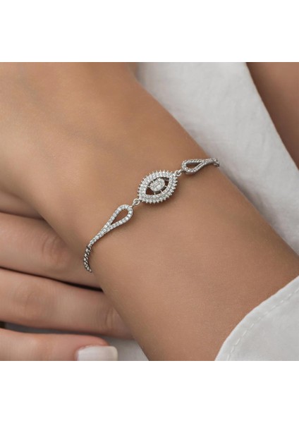 Rodyum Kaplama Elips Model 925 Gümüş Kadın Bileklik fırsatları