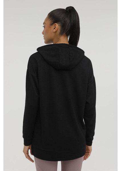 W-CT664 Luna Long Hoodie Siyah Kadin Sweatshirt