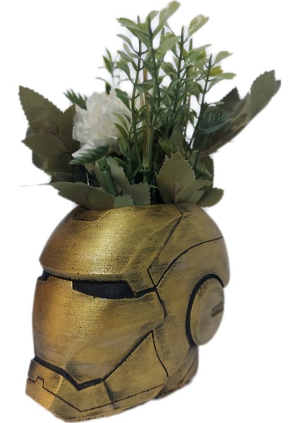 Ironman Dokoratif Büst Vazo Saksı Kalemlik Büyük Boy