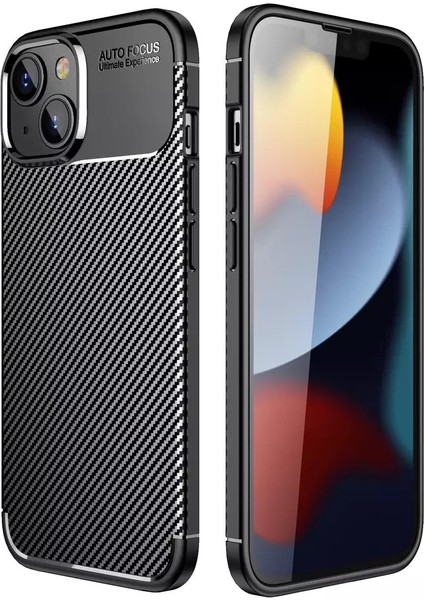 iPhone 14 Plus Kılıf Ultra Slim Fiber Karbon Silikon Parmak Izi ve Leke Yapmaz Şık Tasarım