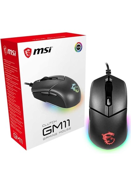 Msi Clutch GM11 Gaming Mouse, Rgb LED Aydinlatma, Altin Kaplama USB Baglanti