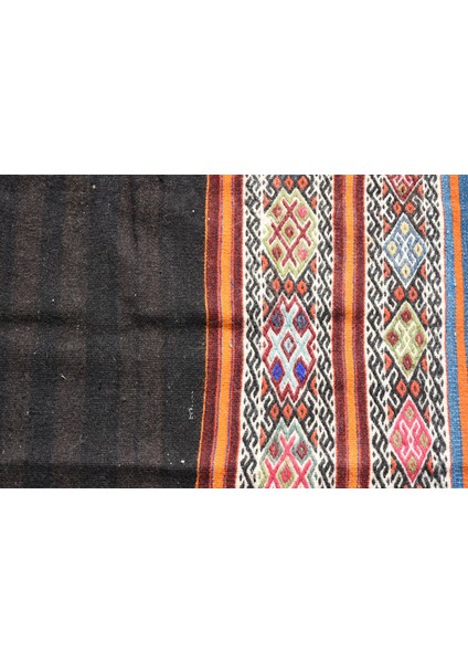 68X239 Cm Kahverengi Kilim, Yün Kilim, Mutfaksı Kilim, 530