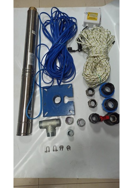 4sdm6/20 3 Hp Alarko 45 Mt Yassı Kablolu Ve Panolu 90 Mt Halatlı Çift Vanalı Akıtma Başlıklı Monofaze Takım Dalgıç Pompa