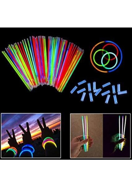 Karanlıkta Parlayan Parti Eğlence Için Neon Fosforlu Çubuklar 50 Adet