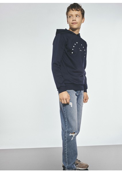 Baskılı Erkek Çocuk Lacivert Sweatshirt Nlmreetal Ls Bru Sweat W. Hood fiyatları
