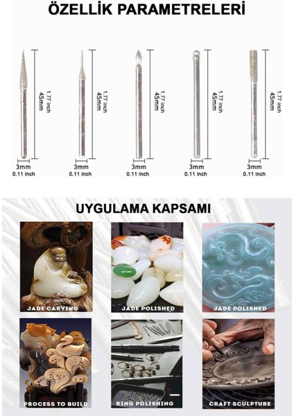 30 Parça Elmas Camcı Taşçı Gravür Uç Seti