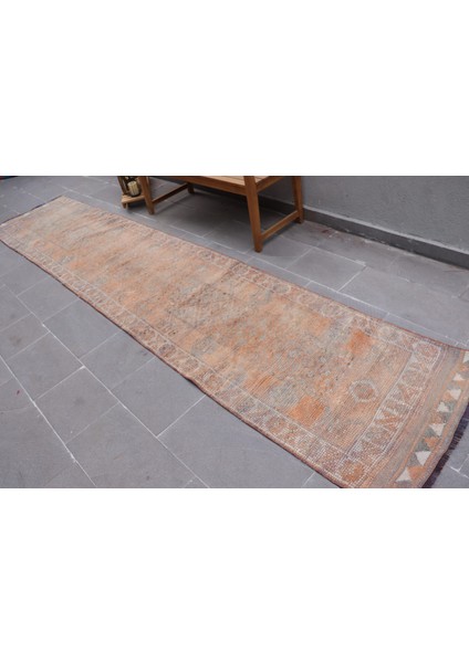 Türk Halısı, Eskitme Halı, Halı, 84X408 Cm Gri Halı, Ofice Koridor Halı, El Dokuma Merdiven Halı, 5