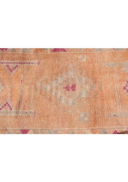 Türk Halısı, Eskitme Halı, Halı, 78X295 Cm Turuncu Halı, Bohemsı Merdiven Halı, 7081