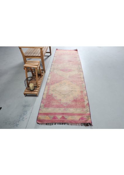 Eskitme Halı, Türk Halısı, Halı, 85X306 Cm Pempe Halı, Dekoratif Merdiven Halı, 8677