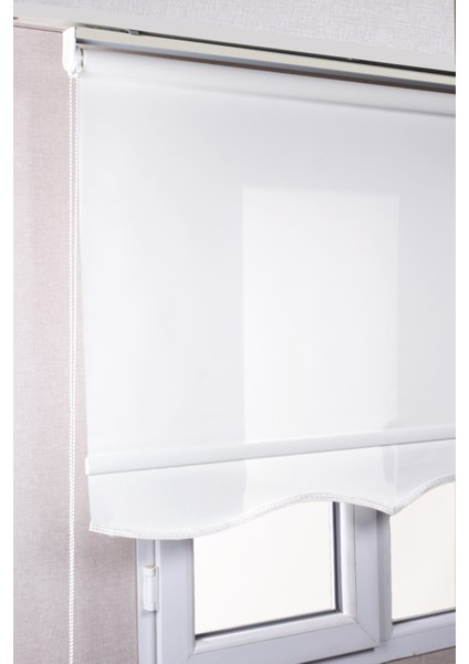 Etekli Beyaz Mat Polyester Kaliteli Güneşlik Stor Perde