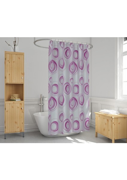Banyo Duş Perdesi 4954 Pembe Tek Kanat 1X110X200 Duşakabin Perdesi Halka Hediyeli fiyatları