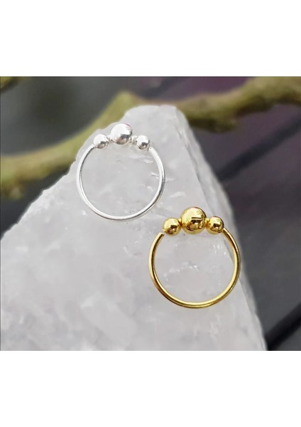 925 Ayar Gümüş 3 Top Gold & Silver 2 Adet Halka Hızma Set