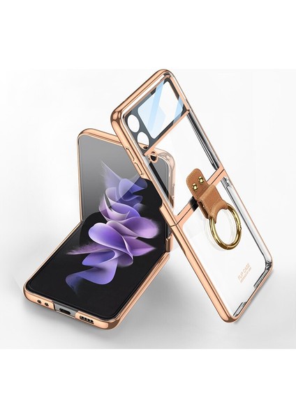 Gön Samsung Galaxyz Flip 4 Parmak Yüzükü Plating Transparent Hard Pc Koruma Mobil Telefon Davaları (Yurt Dışından)
