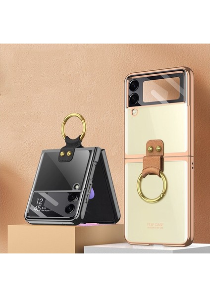 Gön Samsung Galaxyz Flip 4 Parmak Yüzükü Plating Transparent Hard Pc Koruma Mobil Telefon Davaları (Yurt Dışından)