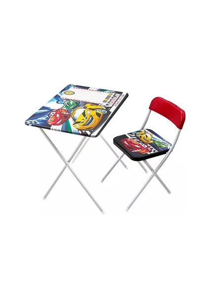 Çocuk Masa Sandalye Çalışma Seti Cars-Şimşek Çalışma Masası
