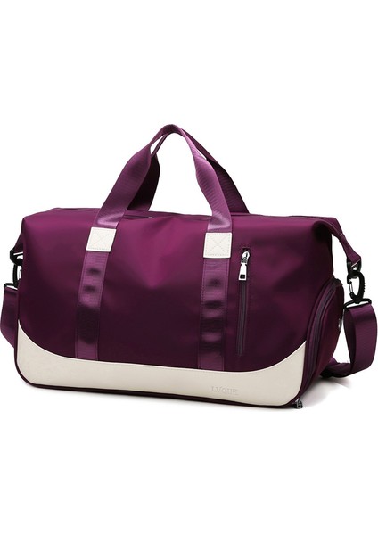 Su Geçirmez Büyük Kapasiteli Fitness Çantası - Koyu Mor (Yurt Dışından)
