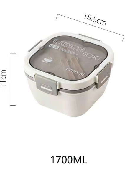 1700 ml Sızdırmaz, 4 Bölmeli Bento Tarzı Öğle Yemeği Kutusu Ankastre Gereç Seti, Beyaz (Yurt Dışından)