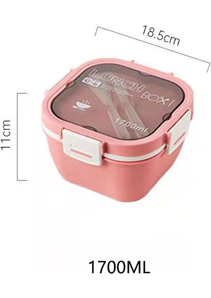 1700 ml Sızdırmaz, 4 Bölmeli Bento Tarzı Öğle Yemeği Kutusu Ankastre Gereç Seti, Pembe (Yurt Dışından)