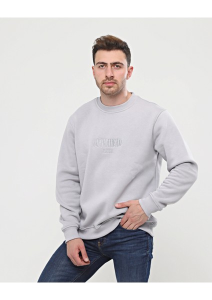 Gri Kalın Içi Polarlı Örme Bol Kesim Sweatshirt fiyatları