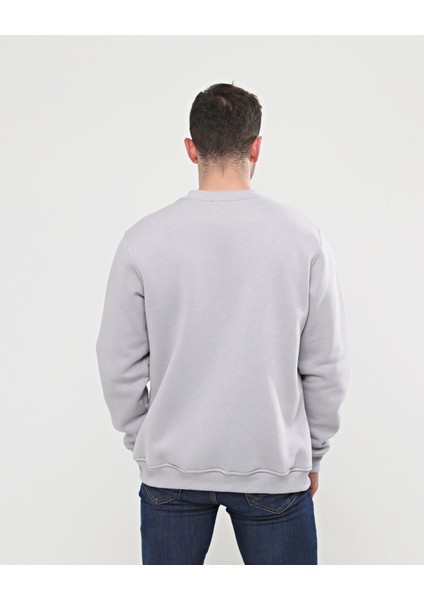 Gri Kalın Içi Polarlı Örme Bol Kesim Sweatshirt modelleri