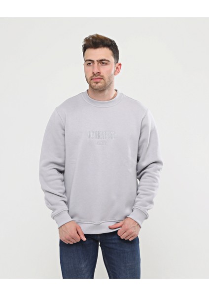 Gri Kalın Içi Polarlı Örme Bol Kesim Sweatshirt fırsatları