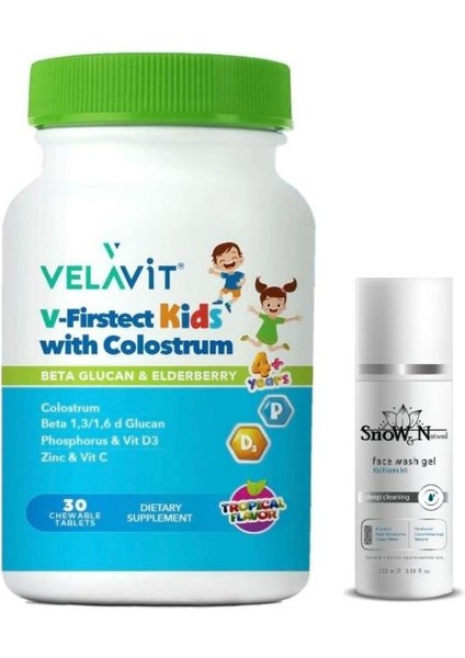 V Firstect Kids With Colostrum 30 Kapsül + Yüz Temizleme Jeli 100ml Li