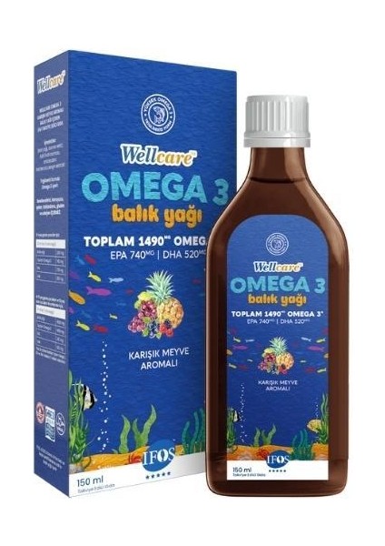 Omega 3 Karışık Meyve Aromalı Balık Yağı Takviye Edici Gıda 150ML